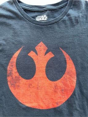 Star Wars Black T-Shirt with Distressed Orange Rebel Emblem